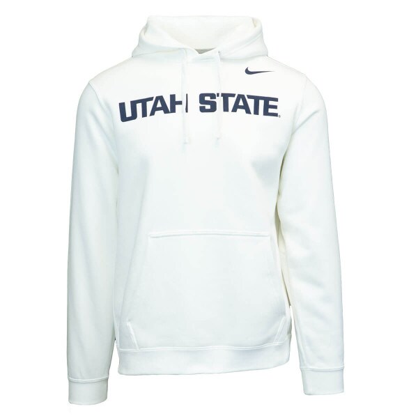 Utah State Men's Fleece-Lined Hoodie White Nike